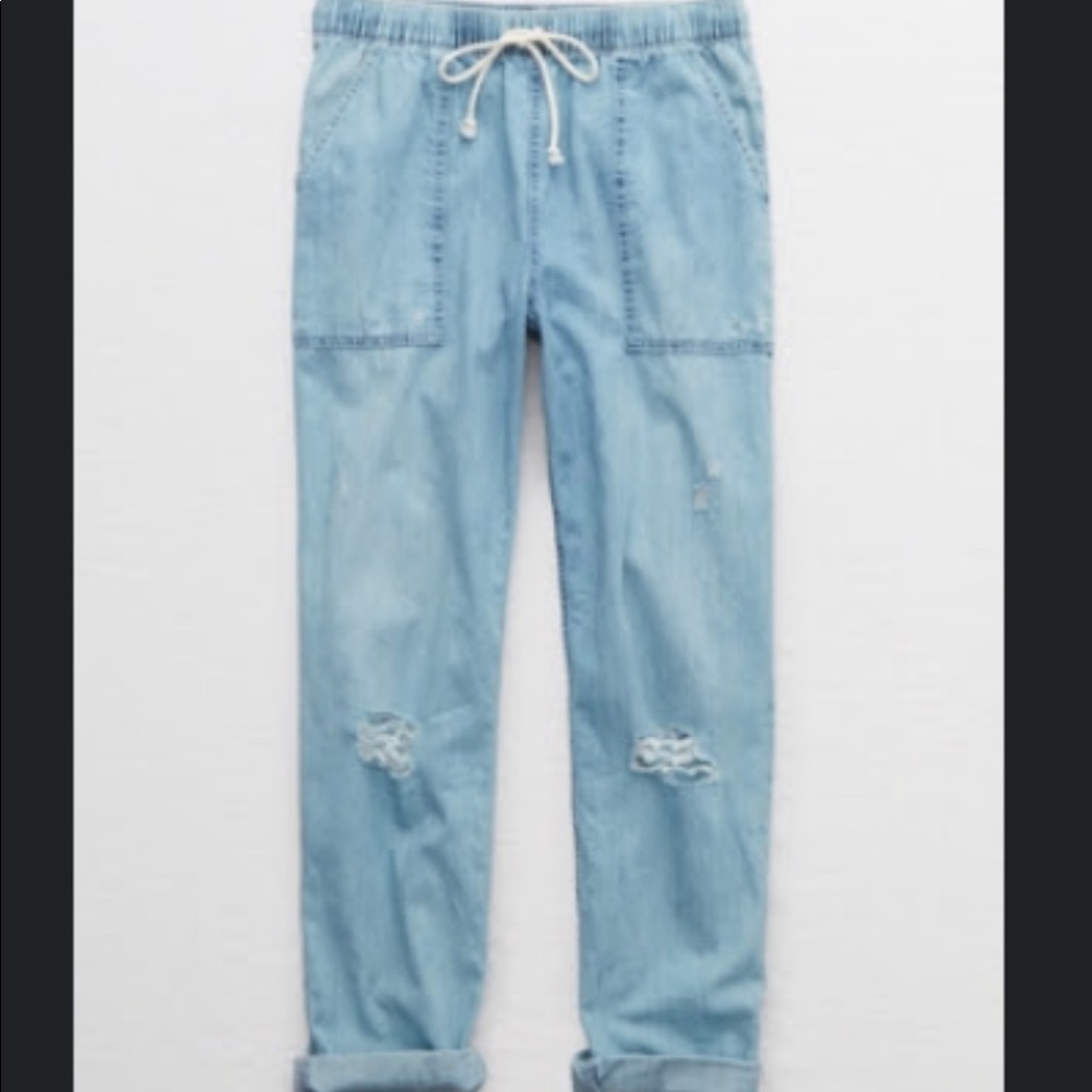 Aerie Chambray Distressed Pant